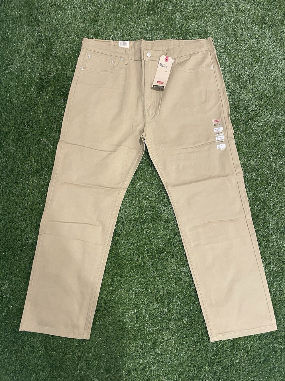 Levi's 505 Regular Fit Stretch Mens Khaki Chino Pants Jeans 40x30 Tan NWT